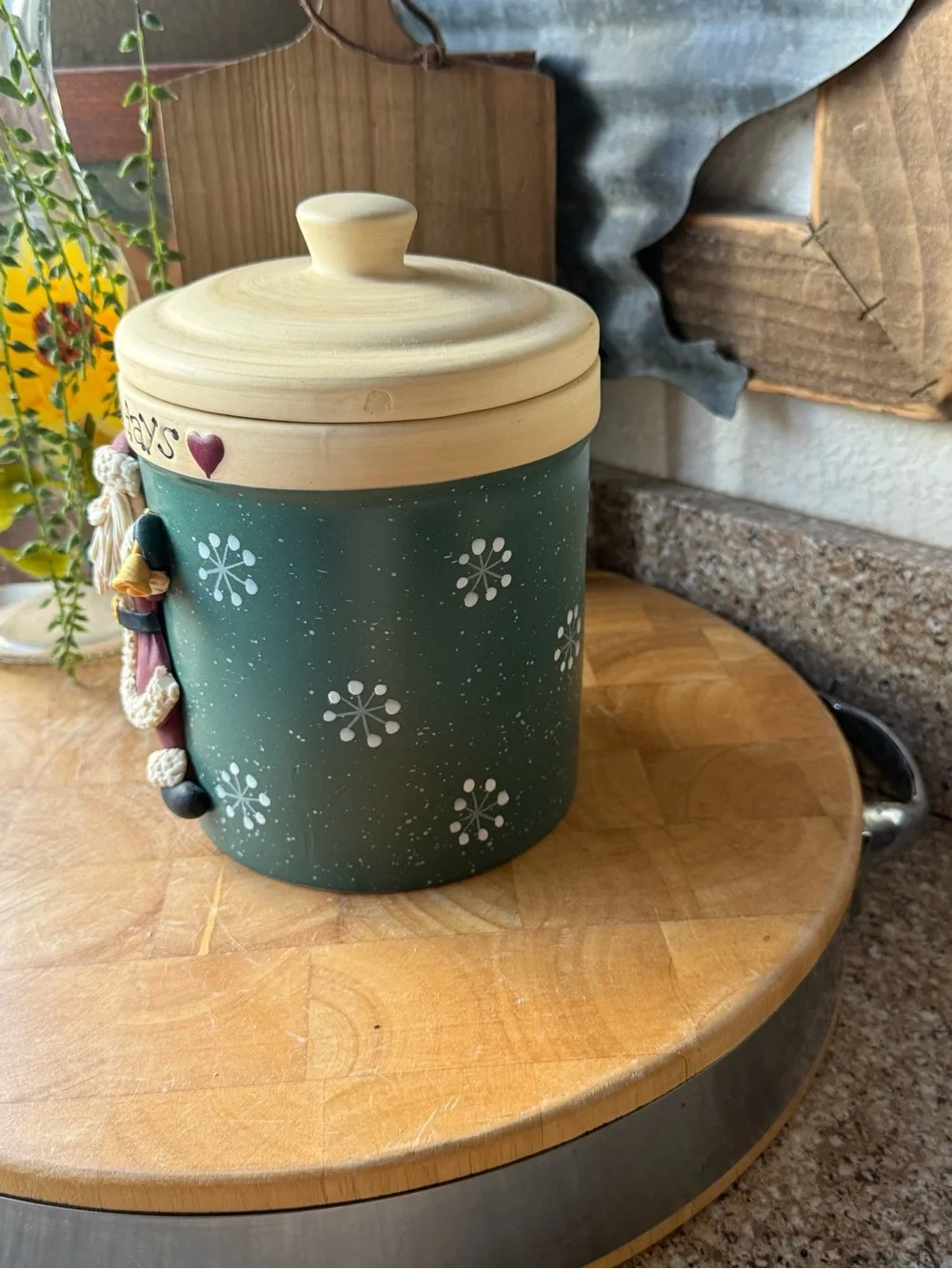 Vintage Happy Holidays Christmas Cookie Canister | Santa, Penguin & Snowman